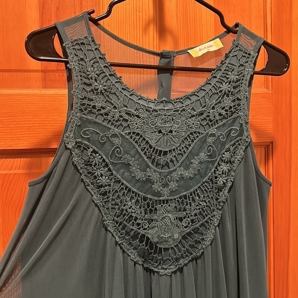 Altar’d State Charlotte Dress in Turquoise Sleeveless Stretch Lace Size Medium - Picture 5 of 8